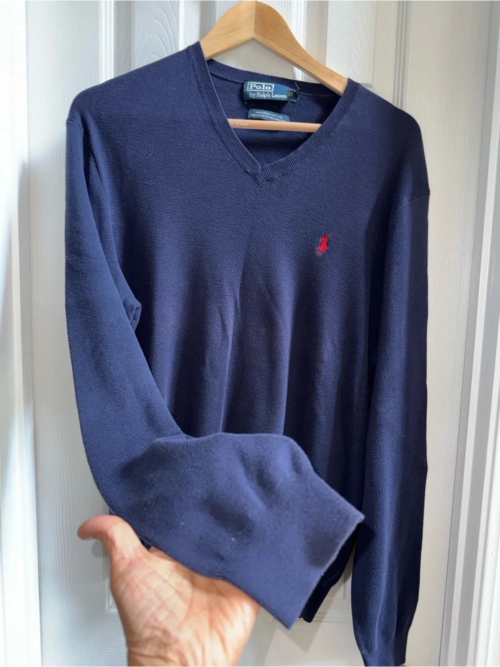 Polo Ralph Lauren Vneck Pullover Sweater Mens XL Navy Layering Preppy Comfort